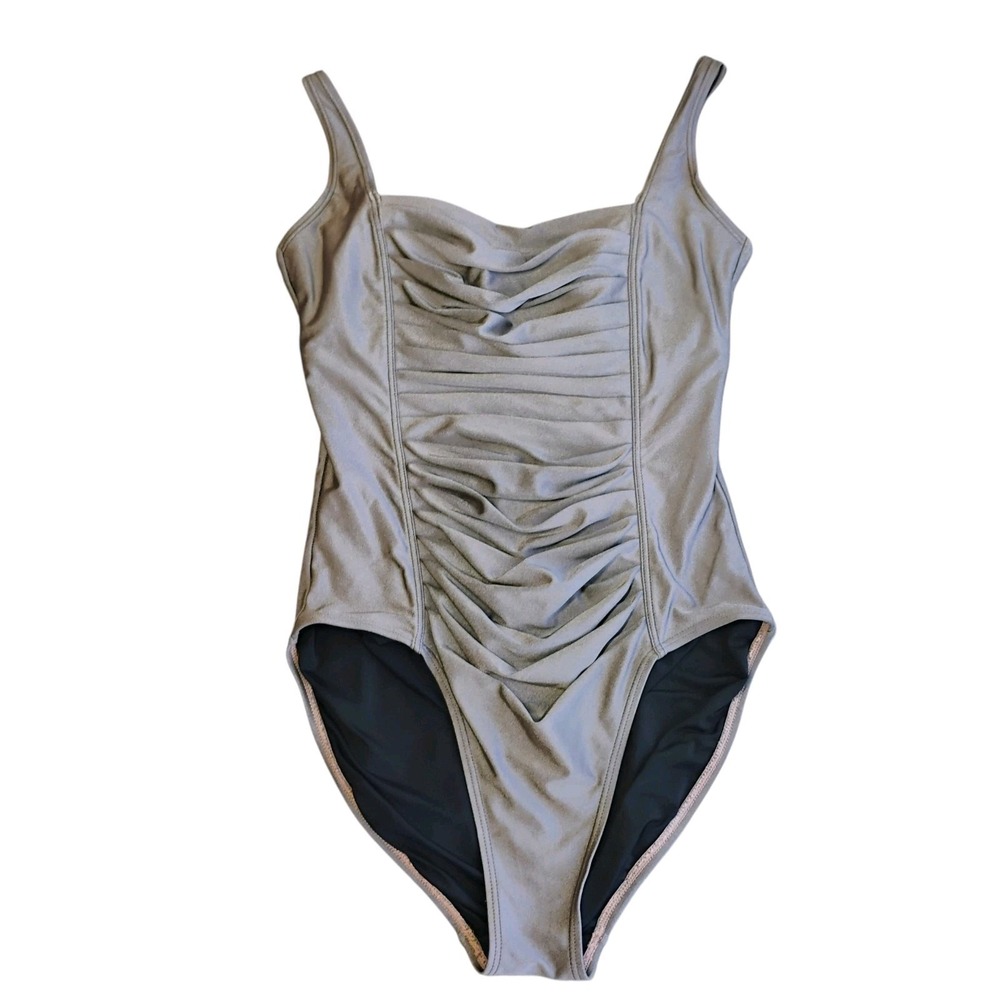 Calvin Klein Brown Bronze Ruched One Piece Swimsuit Womens 10 Tummy Control